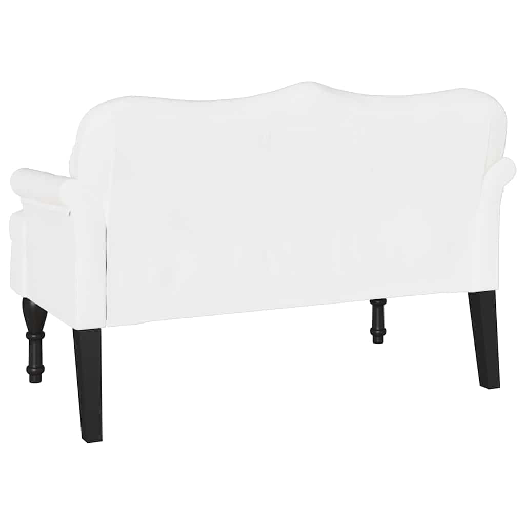 Chesterfield bænk med pude Hvid 120.5 x 65 x 75 cm Faux læder