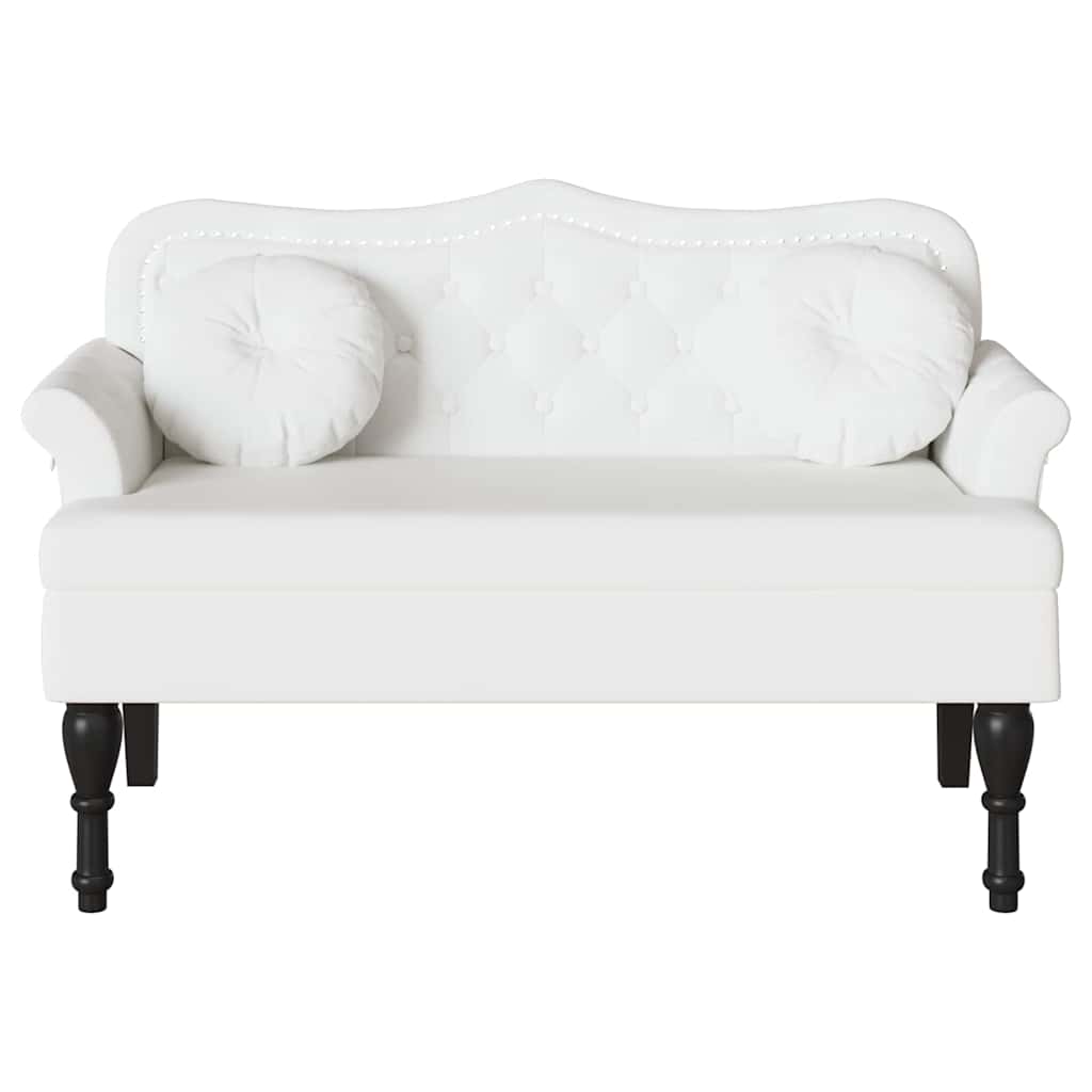 Chesterfield bænk med pude Hvid 120.5 x 65 x 75 cm Faux læder