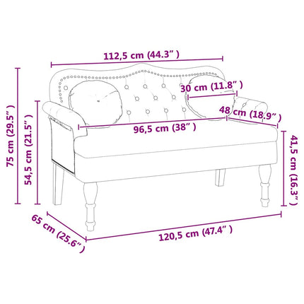 Chesterfield bænk Hvid 120.5 x 65 x 75 cm Faux læder