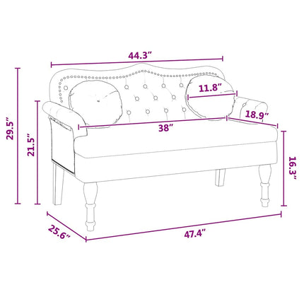 Chesterfield bænk med pude Hvid 120.5 x 65 x 75 cm Faux læder