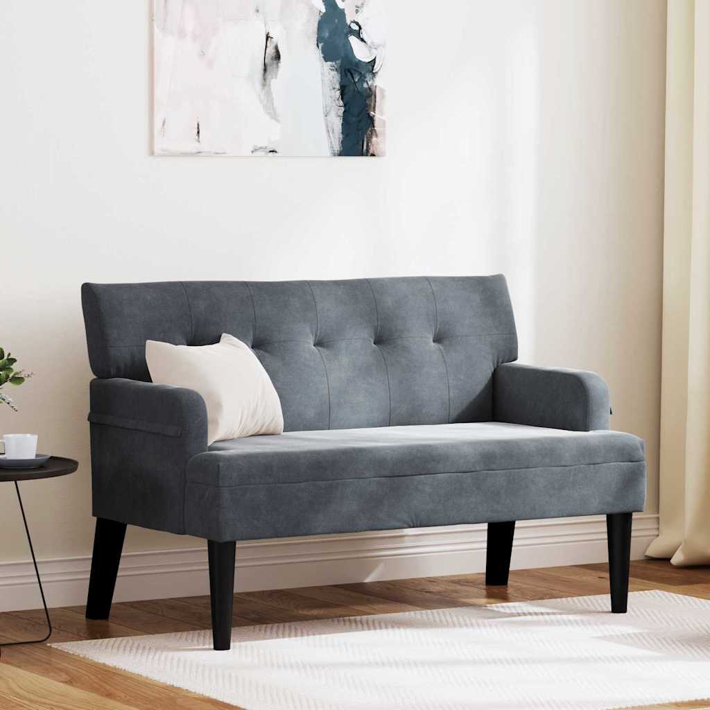 Chesterfield bænk i fløjl - mørkegrå, 112 × 65,5 × 75 cm
