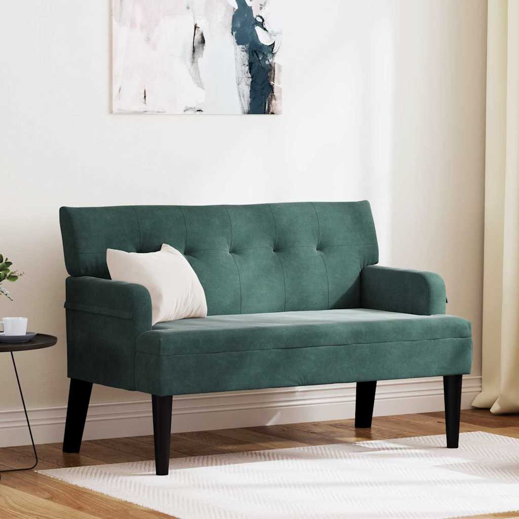 Chesterfield bænk i fløjl - mørkegrøn, 112 × 65,5 × 75 cm