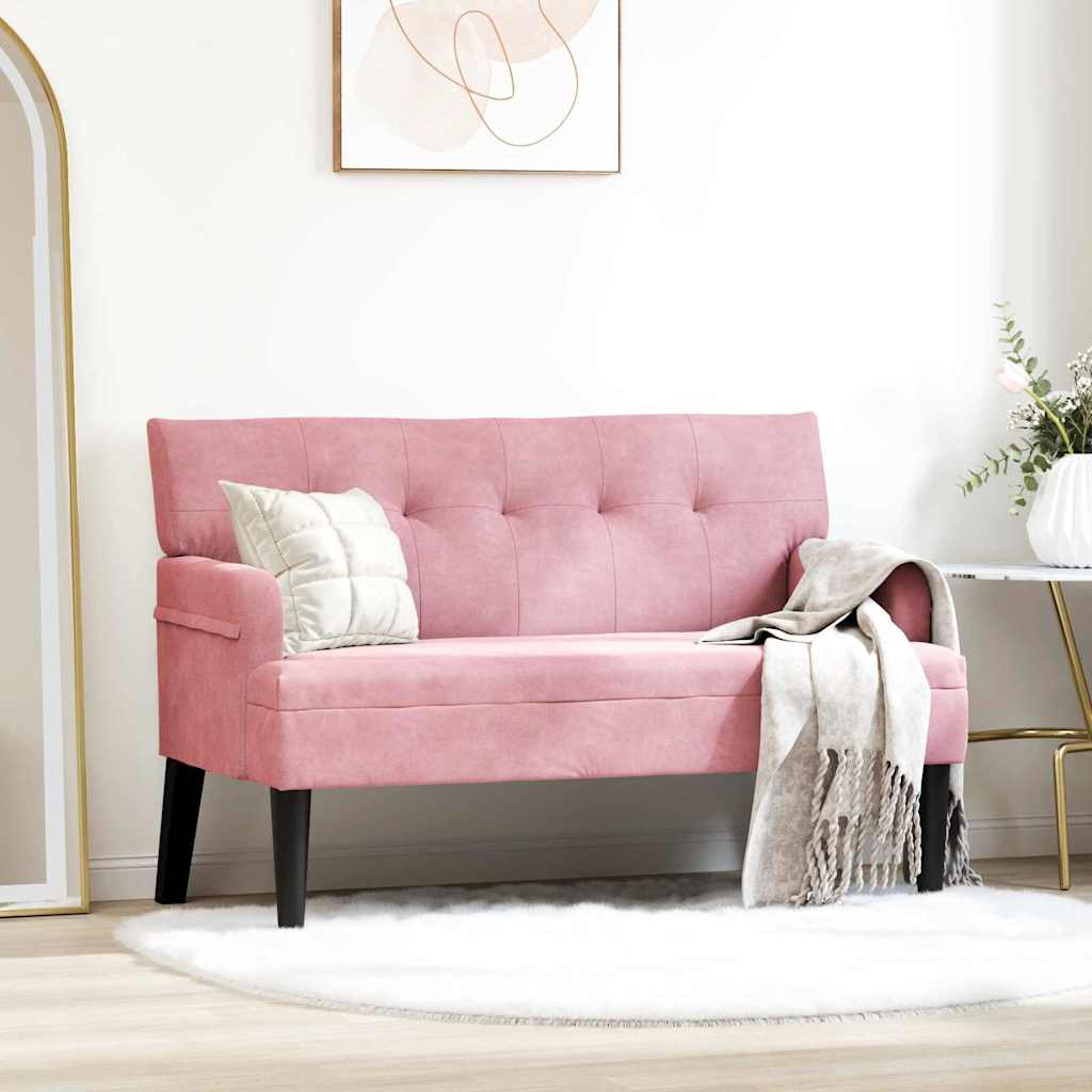 Chesterfield bænk Lyserød 112 x 65,5 x 75 cm Fløjl billede
