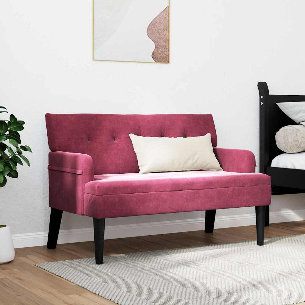 Chesterfield bænk Vinrød 112 x 65,5 x 75 cm Fløjl