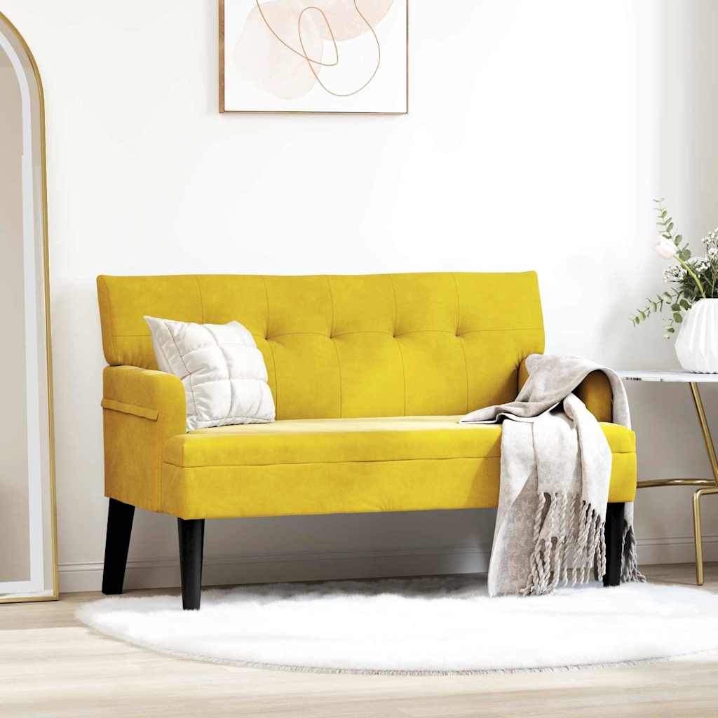 Chesterfield bænk i gul fløjl - 112 × 65,5 × 75 cm, 2 pladser