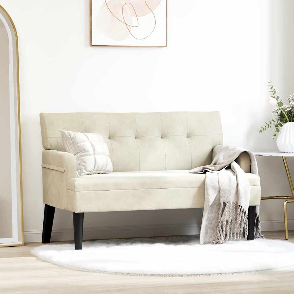 Chesterfield bænk i fløjl - creme, 112 × 65,5 × 75 cm