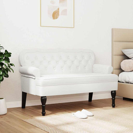 Chesterfield bænk Hvid 119,5 x 64,5 x 75 cm Faux læder