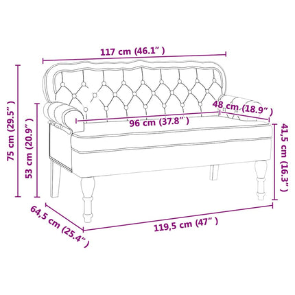 Chesterfield bænk Hvid 119,5 x 64,5 x 75 cm Faux læder