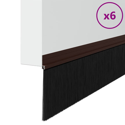 Selvklæbende dørbørstetætninger 6 pcs Brun 100 cm