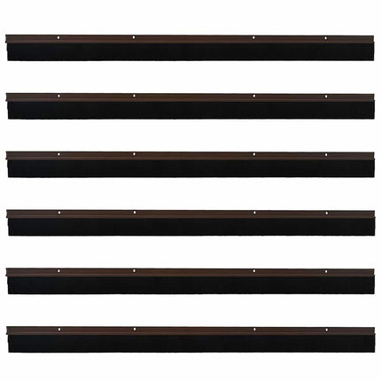 Skruemonterede dørbørste tætninger 6 pcs Brun 100 cm