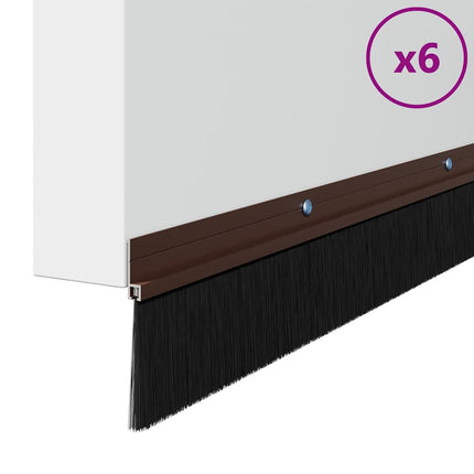 Skruemonterede dørbørste tætninger 6 pcs Brun 100 cm