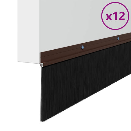Skruemonterede dørbørste tætninger 12 pcs Brun 100 cm