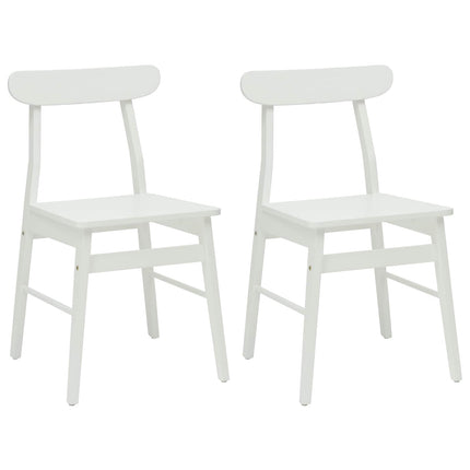 Spisestuestol 2 stk. Massiv Gummitræ Hvid 43 x 44,5 x 77 cm