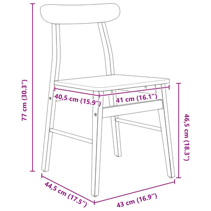 Spisestuestol 2 stk. Massiv Gummitræ Hvid 43 x 44,5 x 77 cm