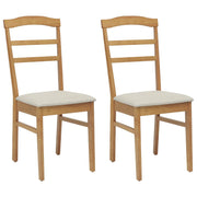 Spisestuestol 2 pcs Naturlig og lys Massiv Gummitræ