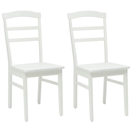 Spisestuestol 2 stk. Massiv Gummitræ Hvid 36 x 45,5 x 93,5 cm