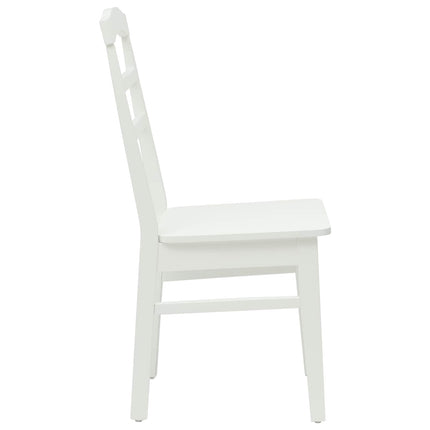 Spisestuestol 2 stk. Massiv Gummitræ Hvid 36 x 45,5 x 93,5 cm