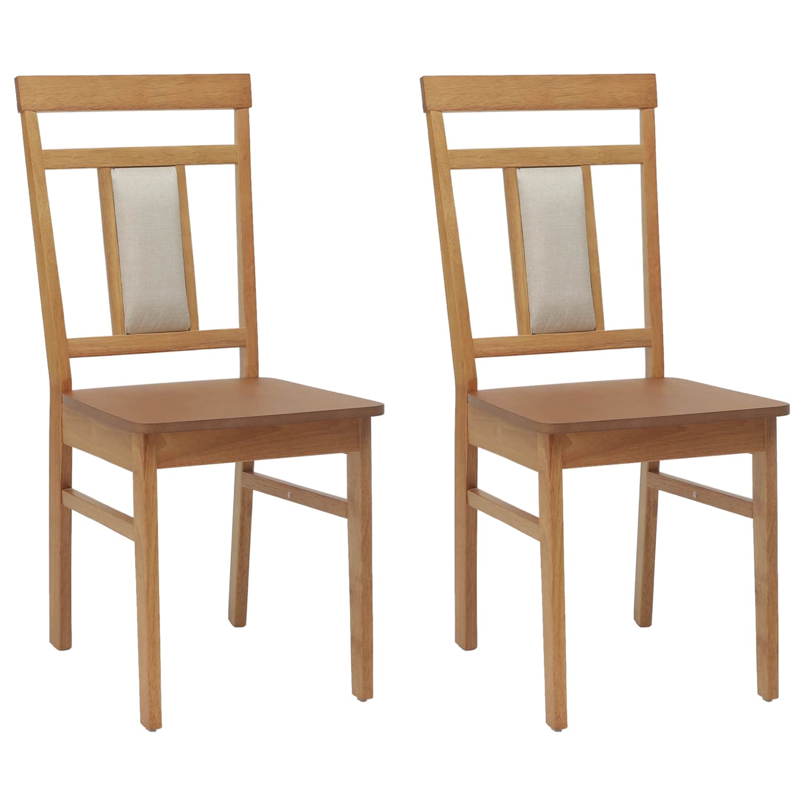 Spisestuestol 2 pcs Naturfarvet Massiv Gummitræ
