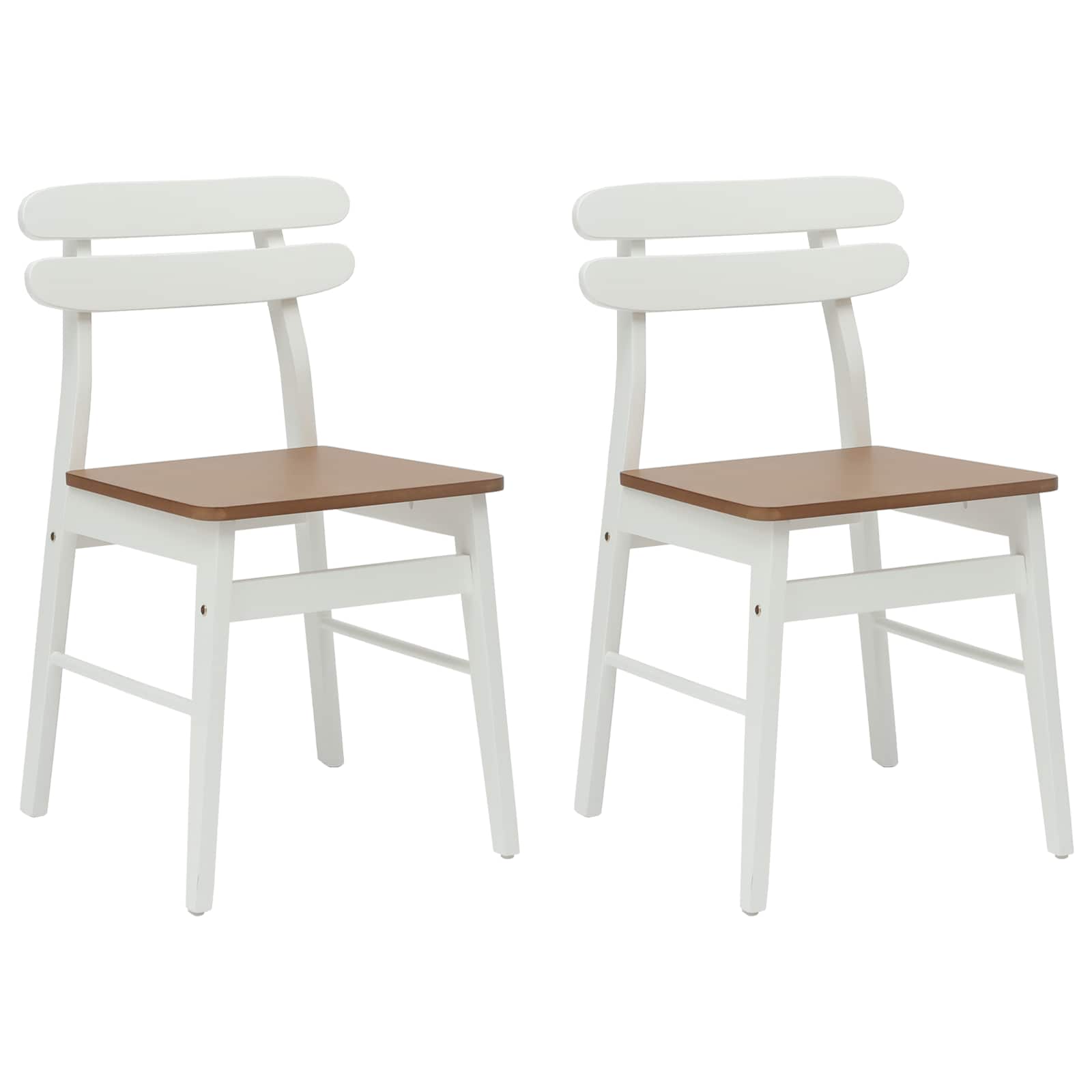 Spisestuestol 2 pcs Hvid og Naturlig Massiv Gummitræ