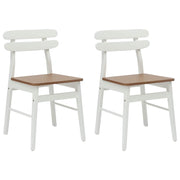 Spisestuestol 2 pcs Hvid og Naturlig Massiv Gummitræ