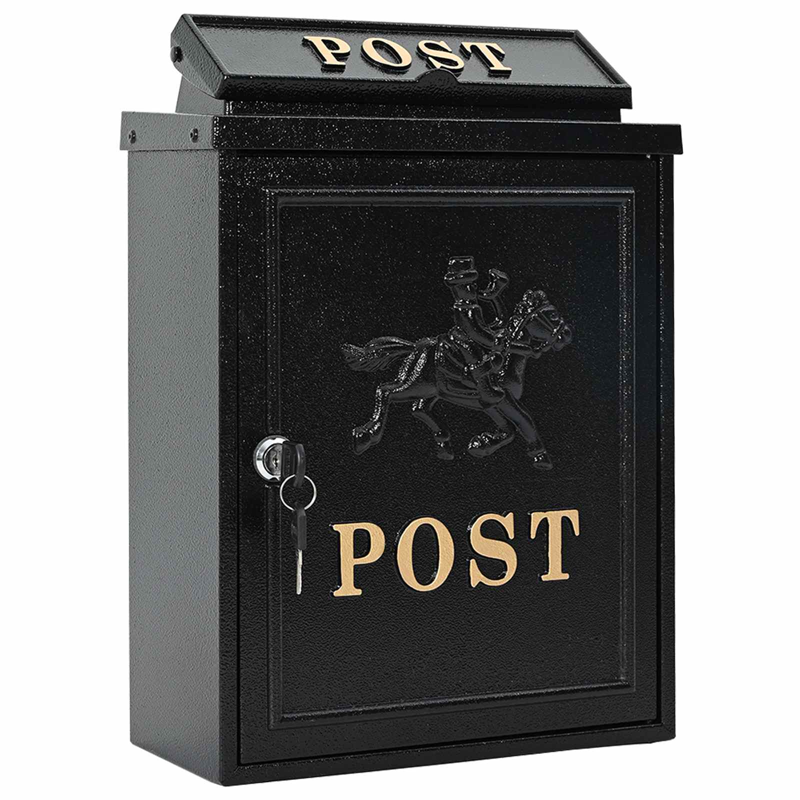 Væghængt Postkasse med dør Sort 29 x 13 x 41 cm Gustt aluminium
