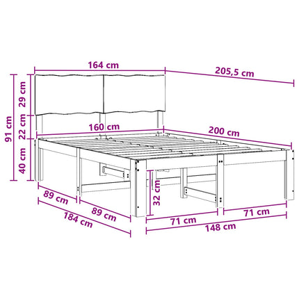 Dobbelt Sengestel med Hovedgærde ROSTOCK Hvid 160 x 200 cm