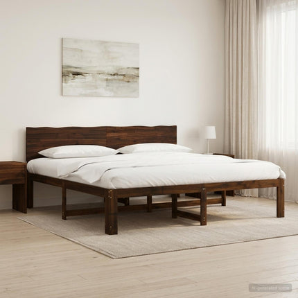Dobbelt Sengestel med Hovedgærde ROSTOCK Mørk Brun 180 x 200 cm