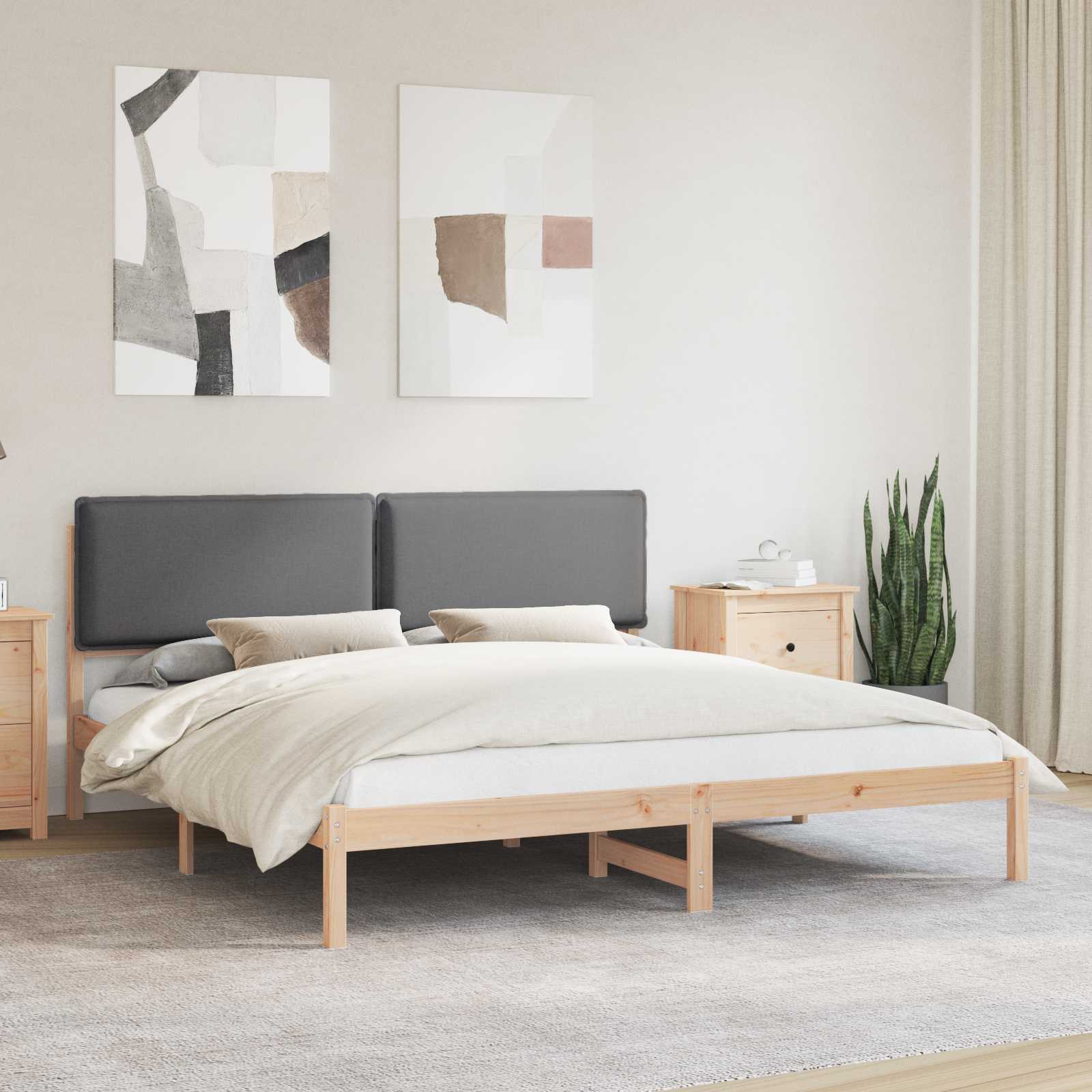 Sengestel med Polstret Hovedgavl Mørkegrå 200 x 200 cm