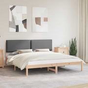 Sengestel med Polstret Hovedgavl Mørkegrå 200 x 200 cm