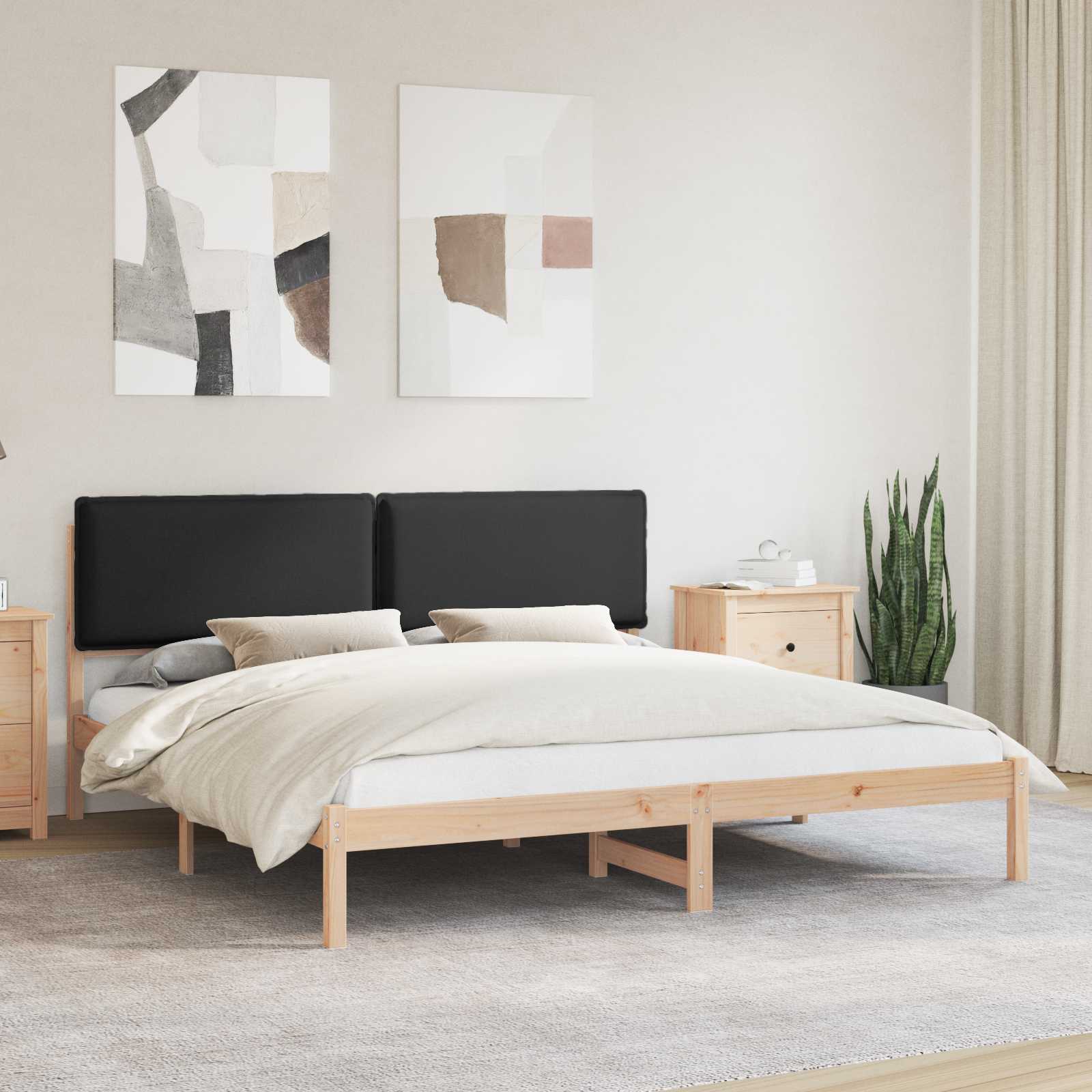 Sengestel med Polstret Hovedgavl Sort 200 x 200 cm