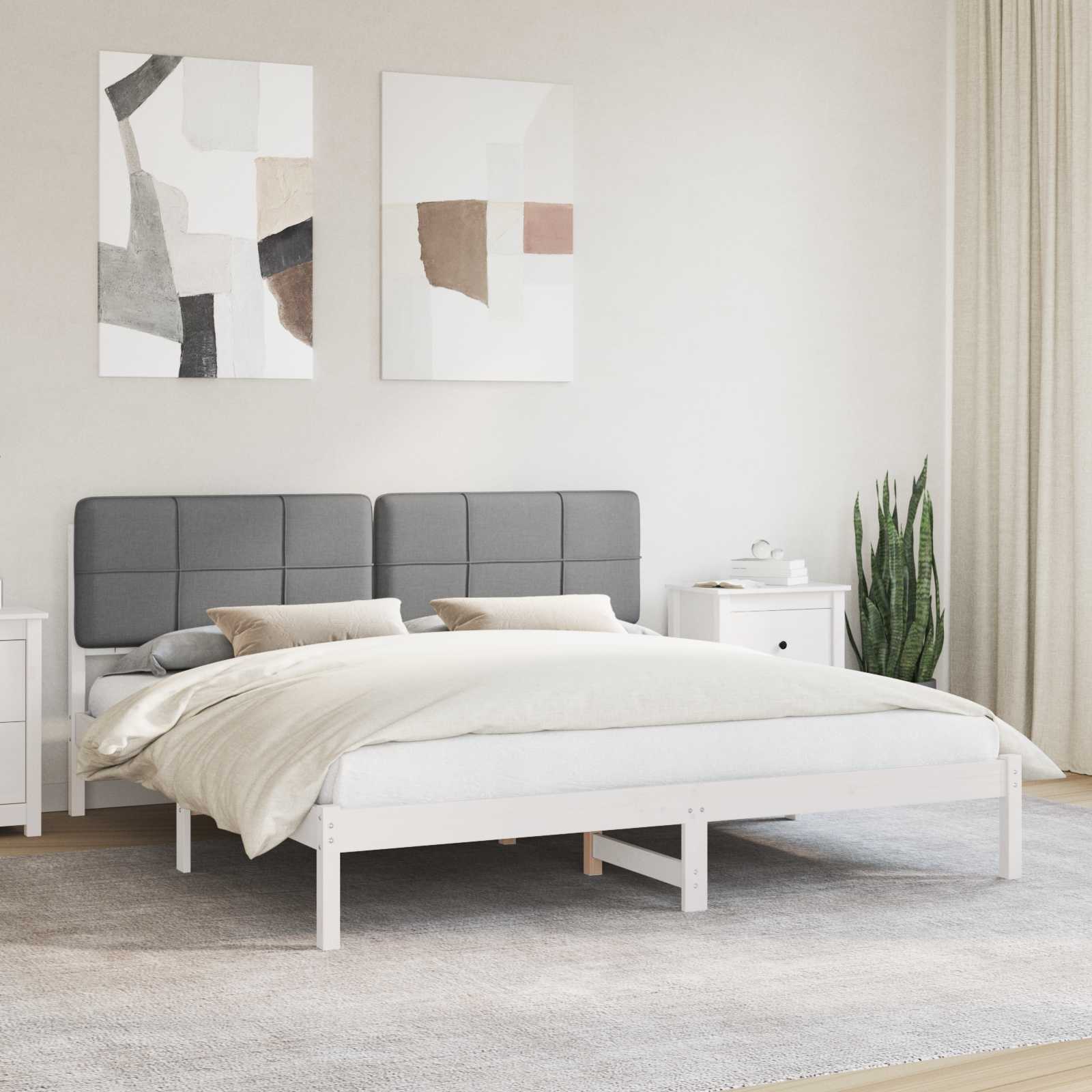 Sengestel med Polstret Hovedgavl Gråbrun 200 x 200 cm