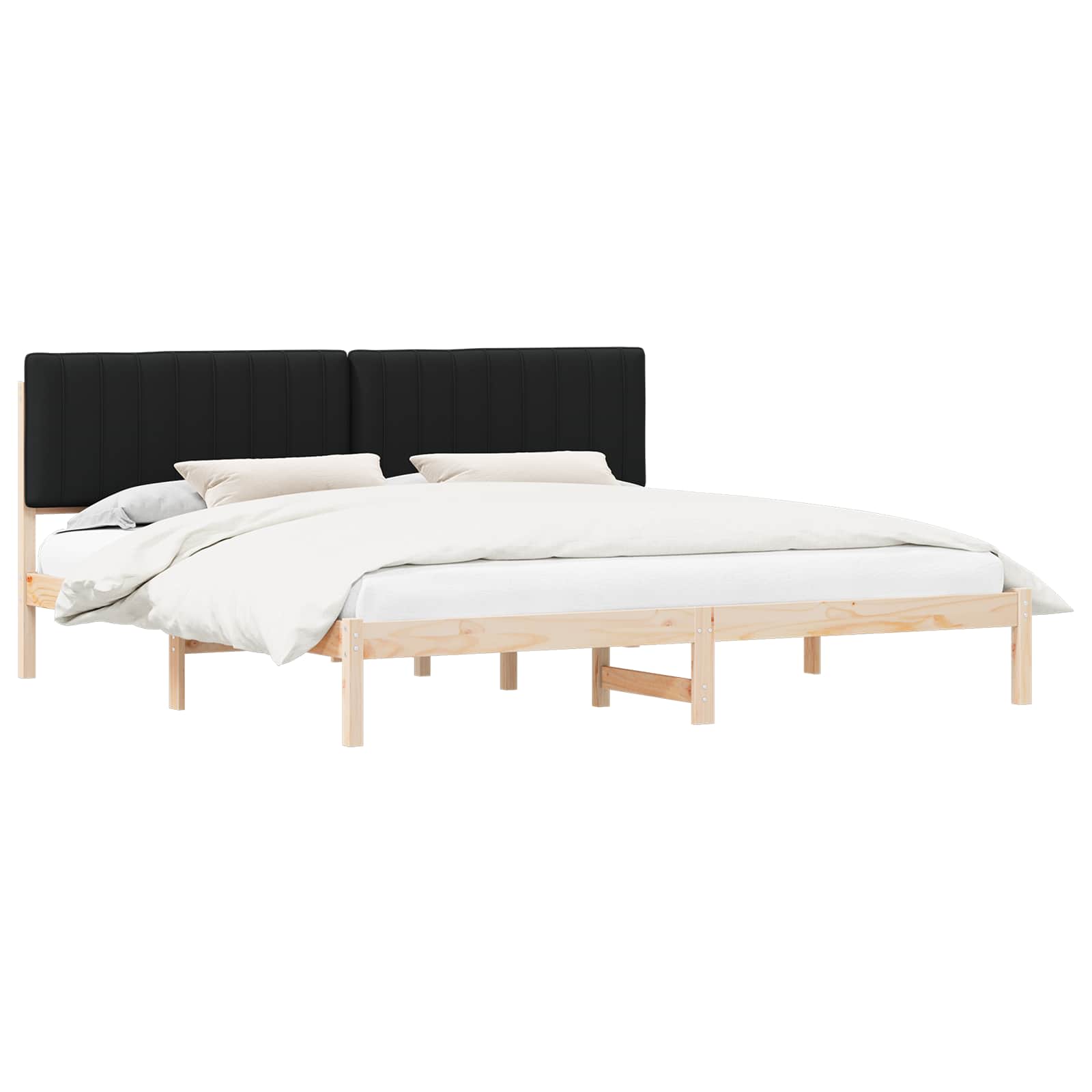Sengestel med Polstret Hovedgavl Sort 200 x 200 cm