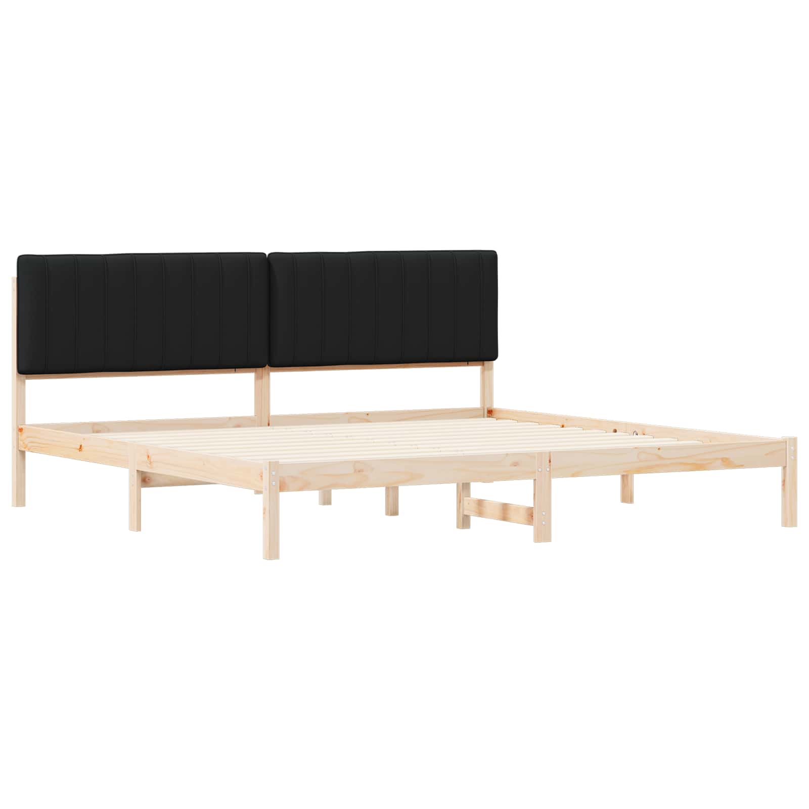 Sengestel med Polstret Hovedgavl Sort 200 x 200 cm