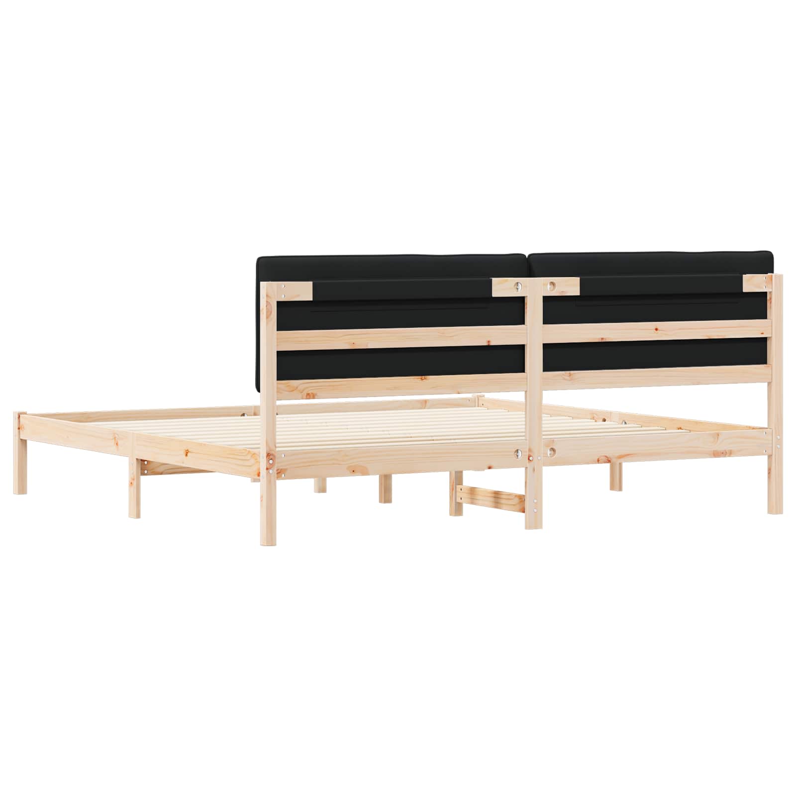 Sengestel med Polstret Hovedgavl Sort 200 x 200 cm