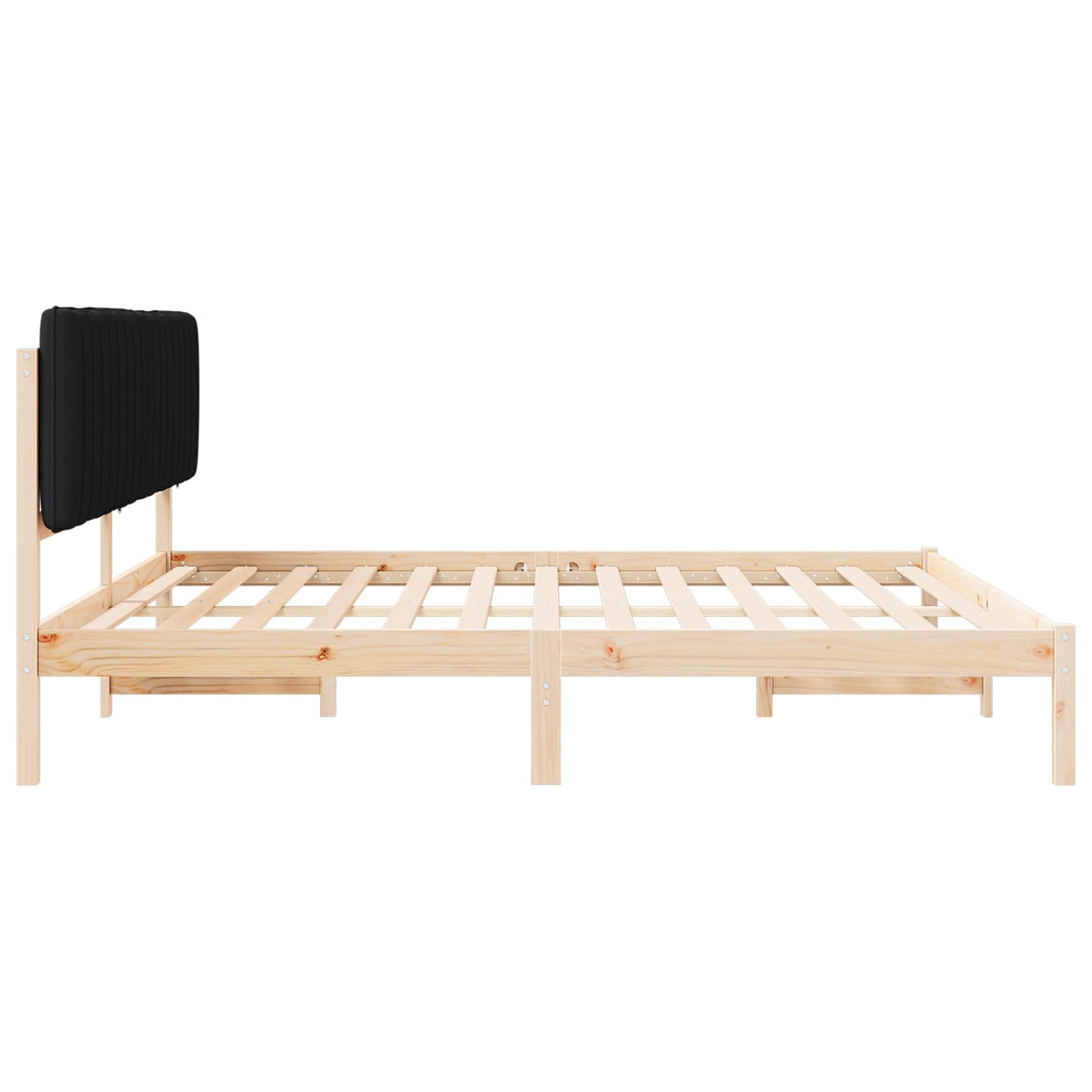 Sengestel med Polstret Hovedgavl Sort 200 x 200 cm