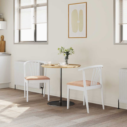 Spisestuestol 2 pcs Hvid og brun Solid gummitræ