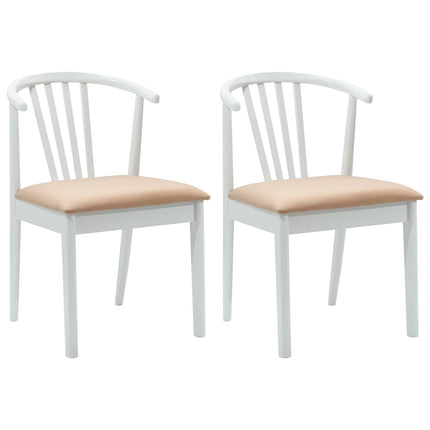 Spisestuestol 2 pcs Hvid og brun Solid gummitræ