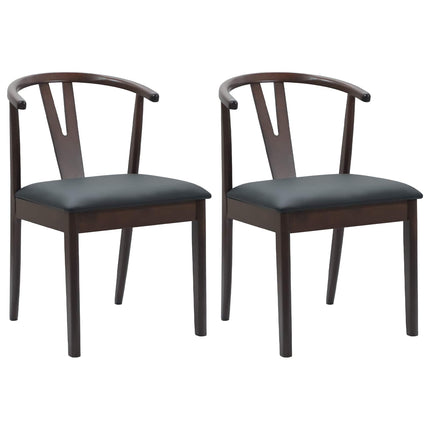 Spisestuestol 2 pcs Lys brun og sort Massiv Gummitræ
