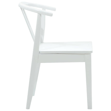 Spisestuestol 2 stk. Massiv Gummitræ Hvid og Hvid