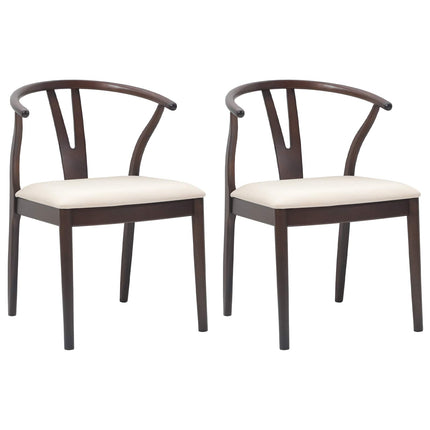 Spisestuestol 2 pcs Lys brun og lys Massiv Gummitræ