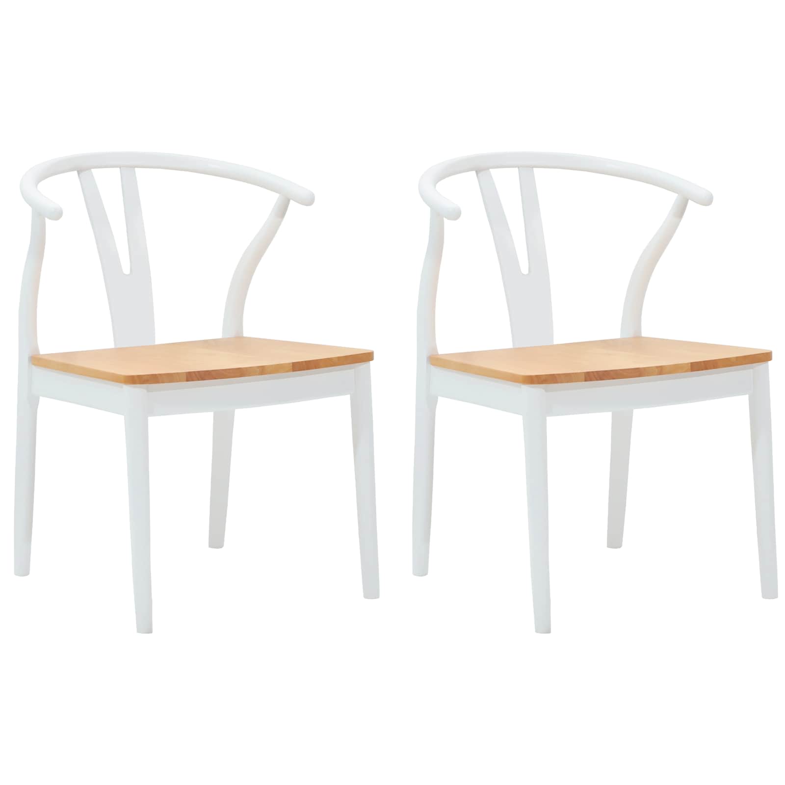 Spisestuestol 2 pcs Hvid og Naturlig Massiv Gummitræ