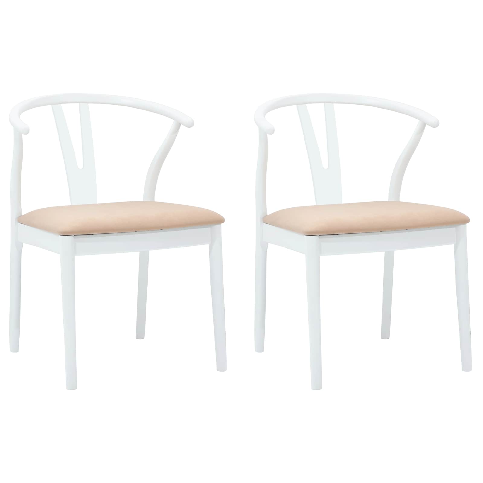 Spisestuestol 2 pcs Hvid og brun Massiv Gummitræ