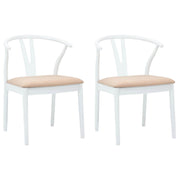 Spisestuestol 2 pcs Hvid og brun Massiv Gummitræ