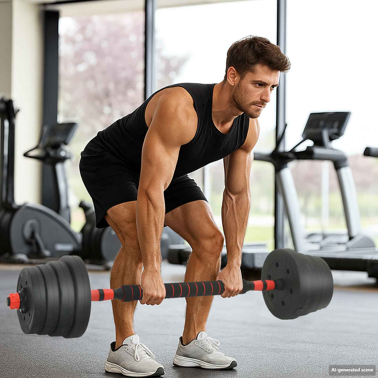 4-i-1 Håndvægt Sæt Sort og rød 121 x 19,5 x 19,5 cm