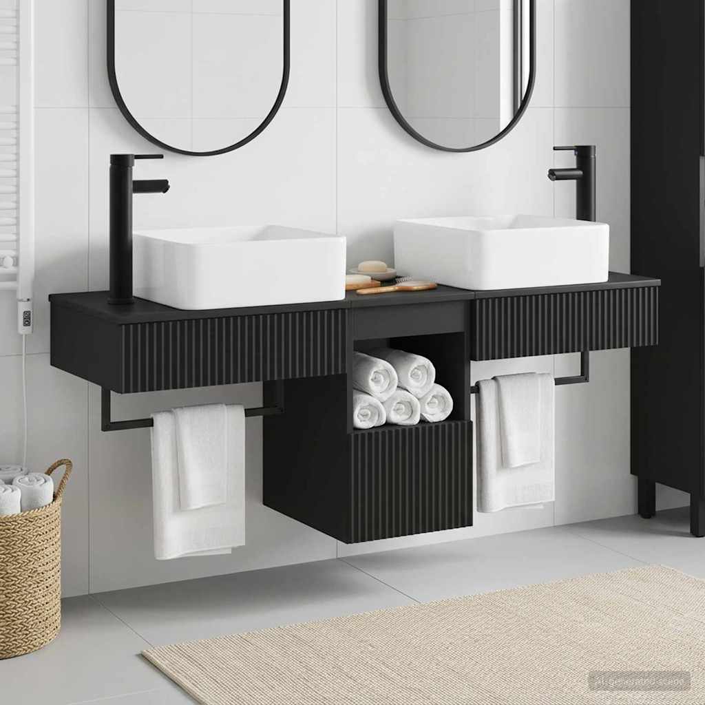 Badevrelsesskabst 3 stk. Sort 53 x 35 x 39 cm Konstrueret tr
