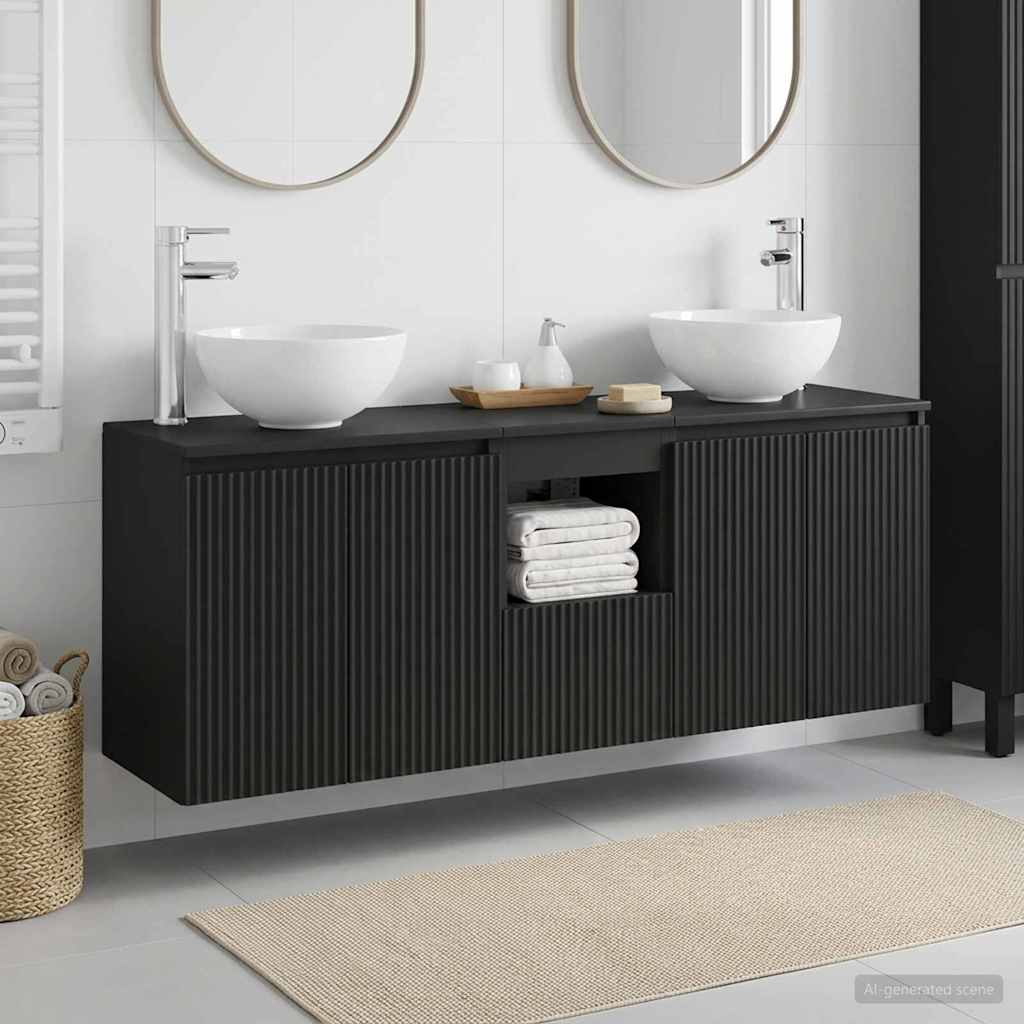 Badevrelsesskabst 3 stk. Sort 49,5 x 35 x 63 cm