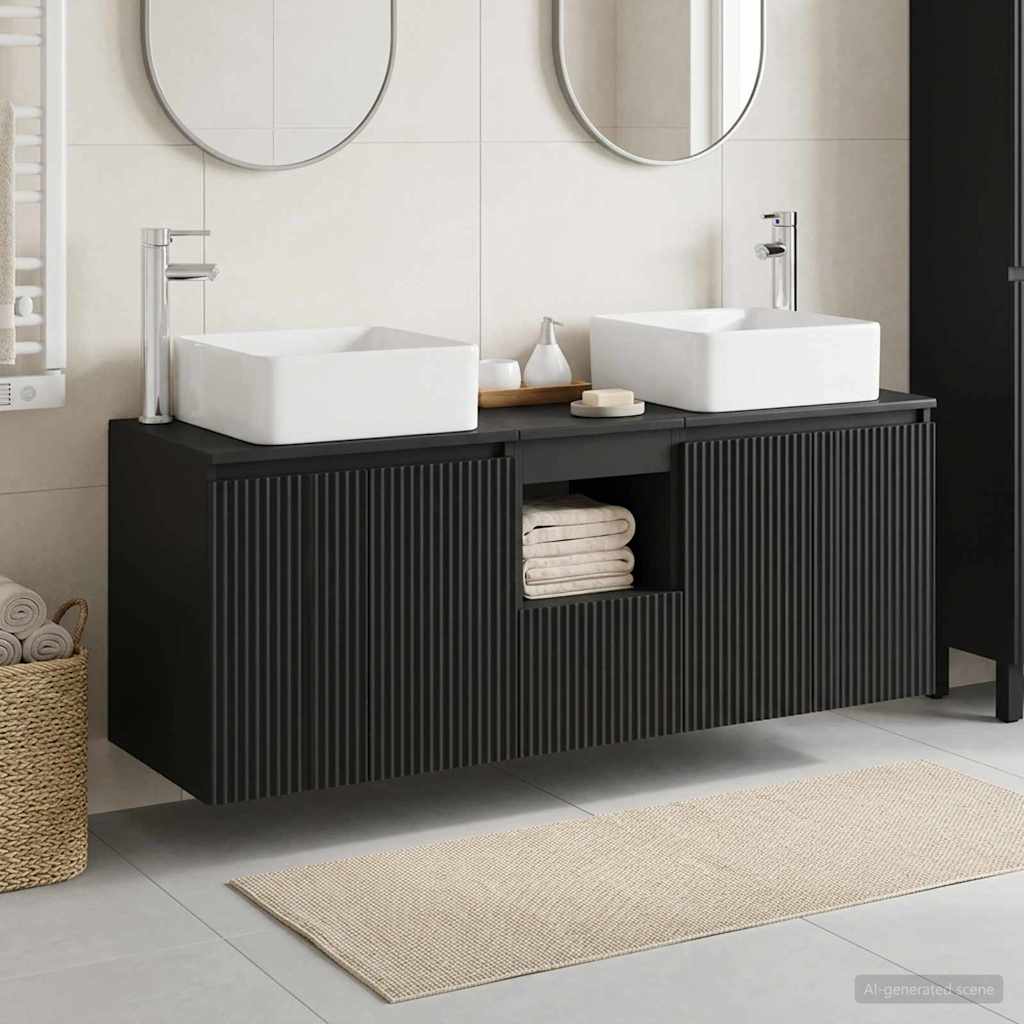 Badevrelsesskabst 3 stk. Sort 49,5 x 41 x 63 cm
