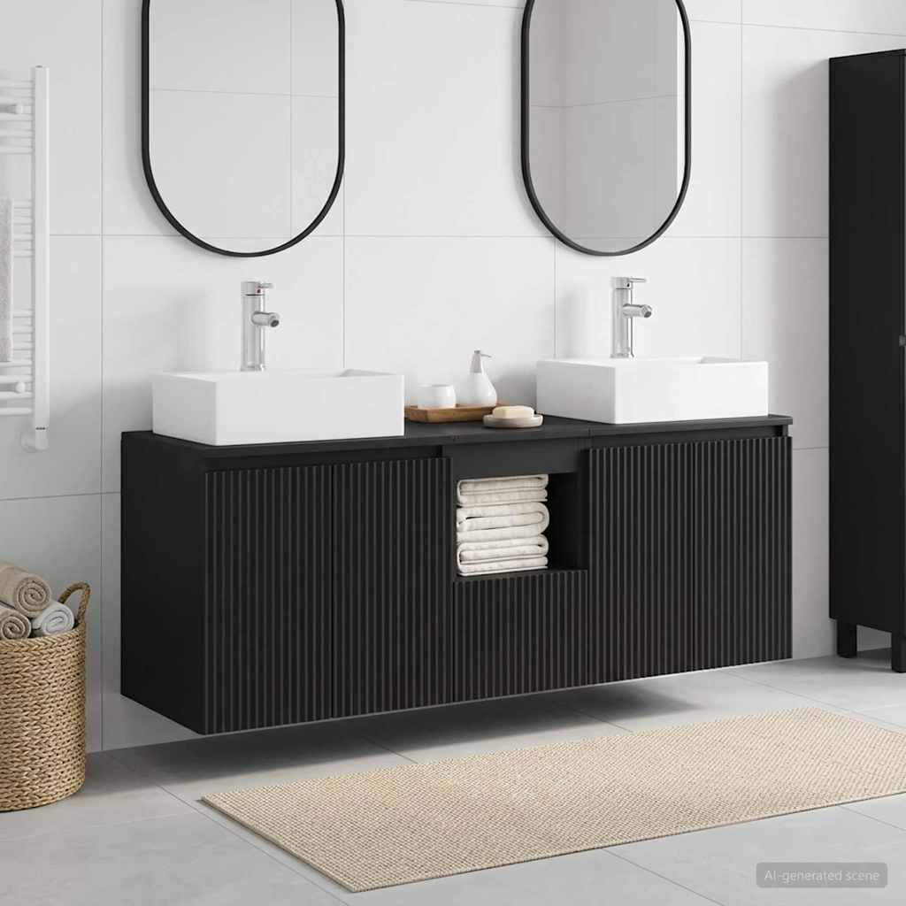 Badevrelsesskabst 3 stk. Sort 49,5 x 41 x 62,5 cm