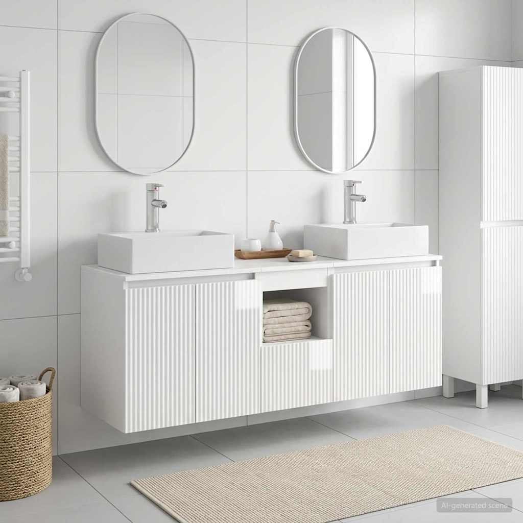 Badevrelsesskabst 3 stk. Hvid hjglans 49,5 x 41 x 62,5 cm