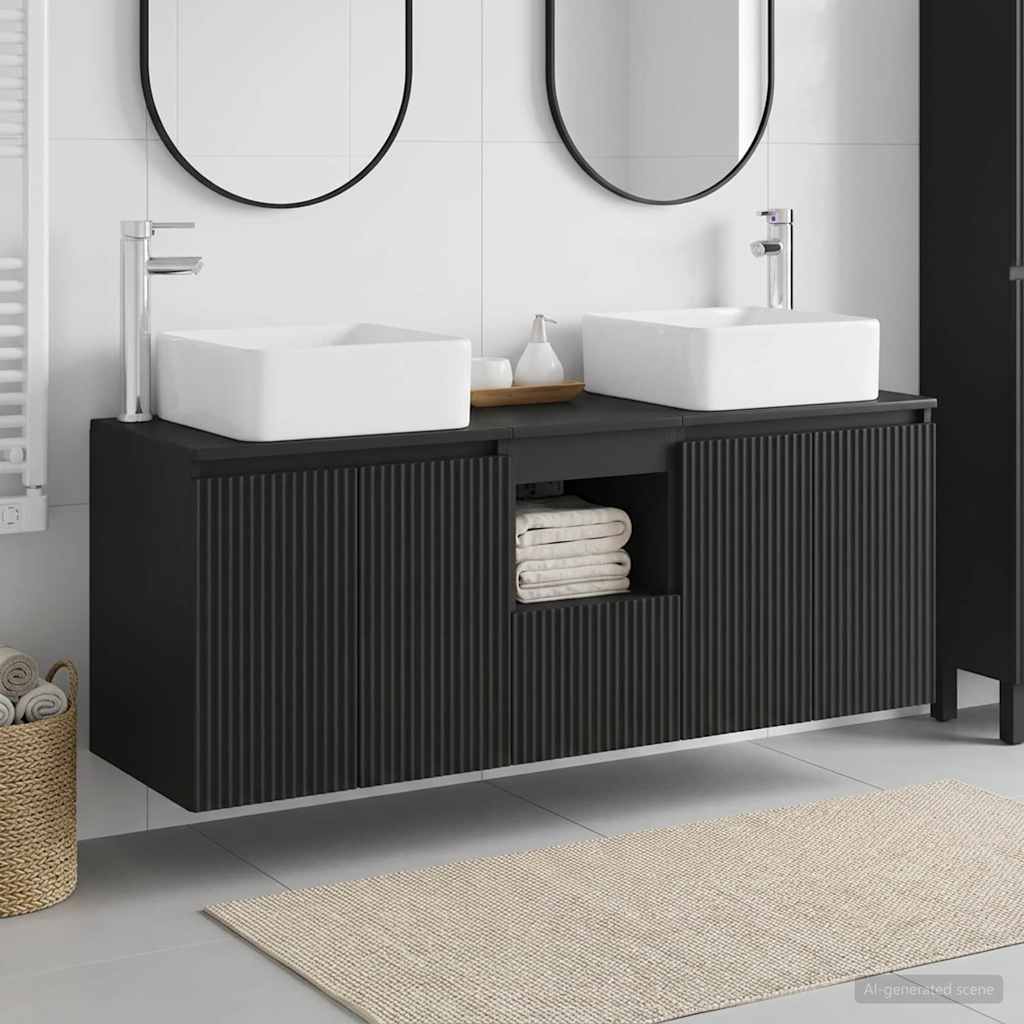 Badevrelsesskabst 3 stk. Sort 53 x 35 x 63 cm Konstrueret tr